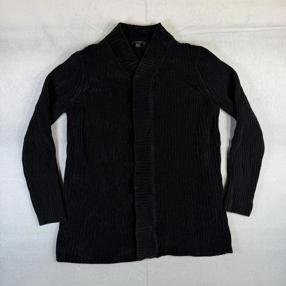 COS Chenille Cardigan Womens Large Black Full Zip Jacket